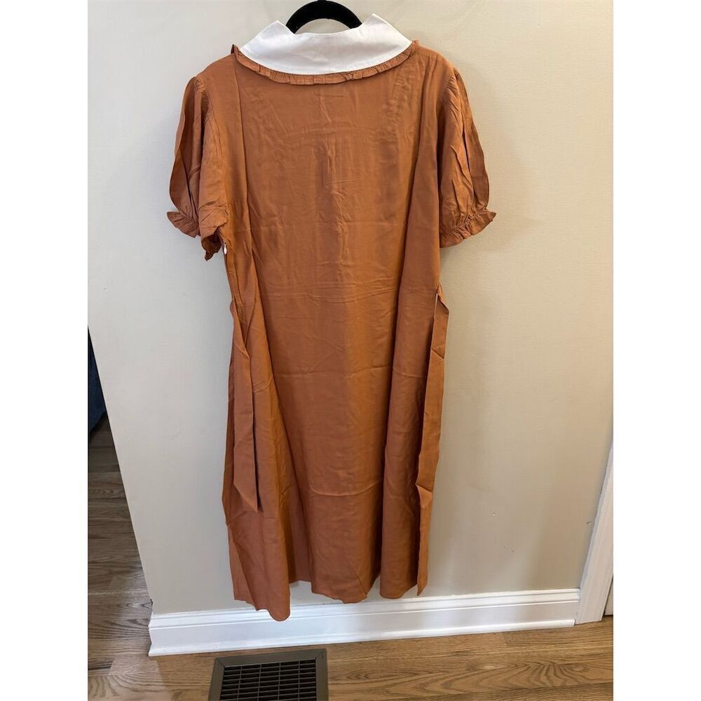 Coral Knee Length Dress Thanksgiving Colonial Women’s Large - Picture 10 of 13